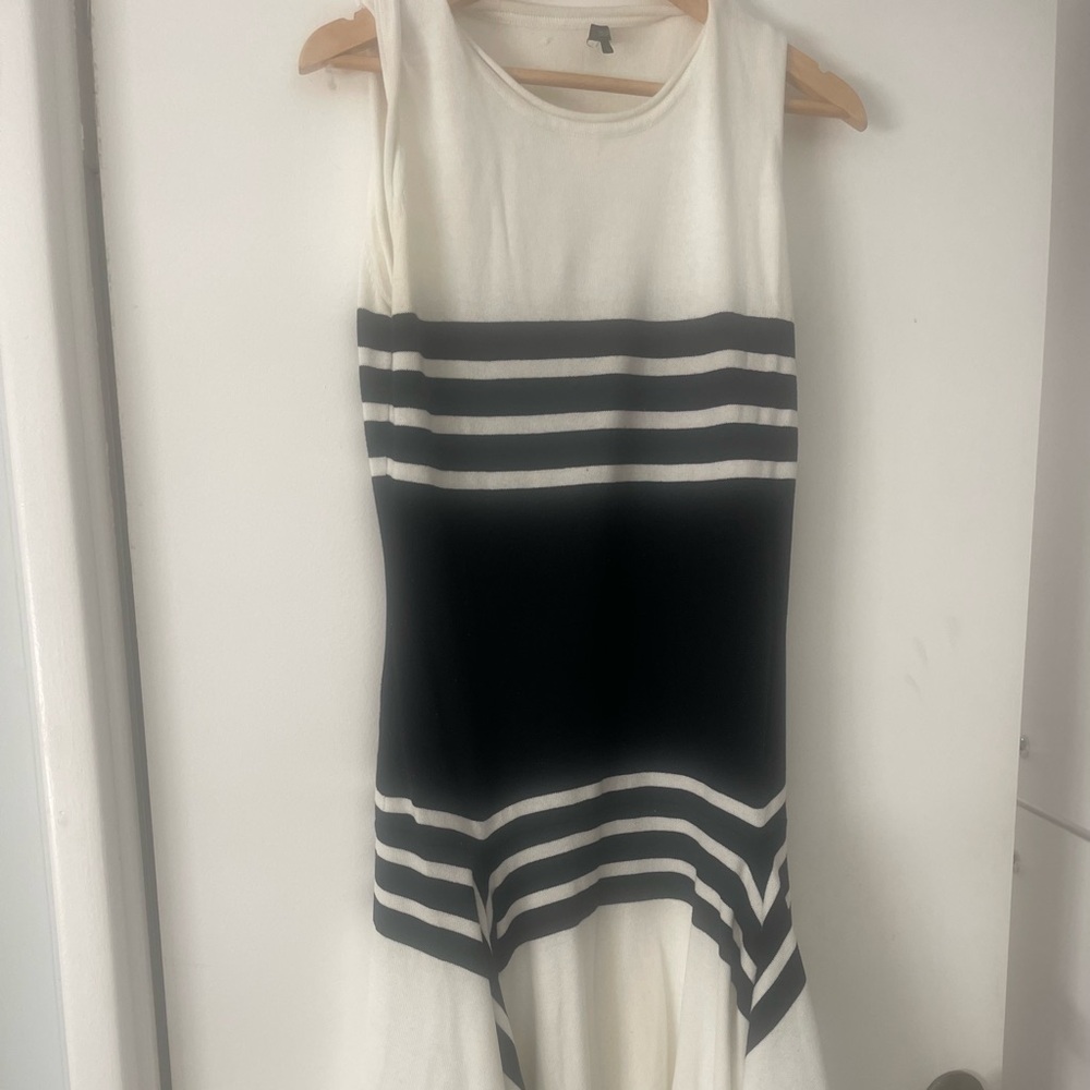 Floryday Black and White Knit Dress High-Low Hem